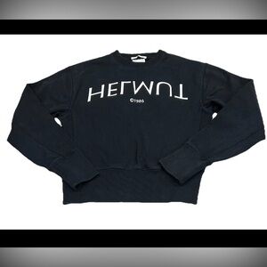 HELMUT LANG Sweatshirt Size M/L Black Pullover Logo Print